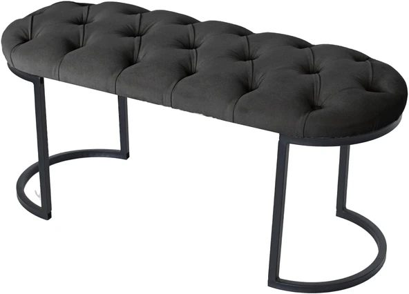 Elisse Siyah Metal Ayaklı Bench Puf - Resim 2