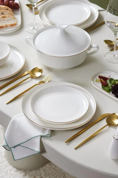 Red Carpet Collection Stream Bone Favaro 60 Parça 12 Kişilik Yemek Takımı Gold - 4