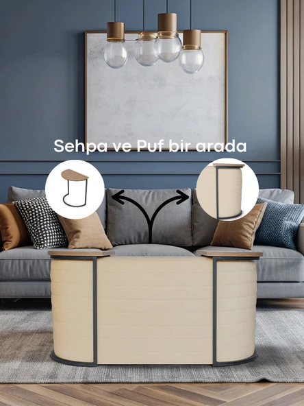 Frida Foksiyonel Sehpalı Puf - Resim 8