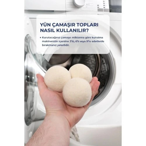 3'lü Yün Kurutma Topu Seti - Resim 2