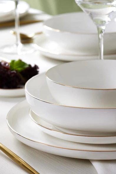 Red Carpet Collection Stream Bone Favaro 60 Parça 12 Kişilik Yemek Takımı Gold - 2