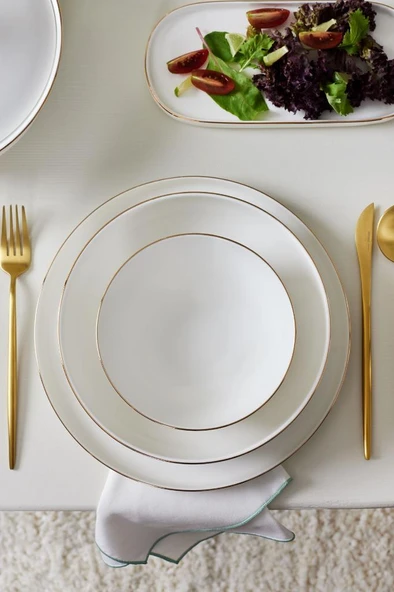 Red Carpet Collection Stream Bone Favaro 60 Parça 12 Kişilik Yemek Takımı Gold - 3