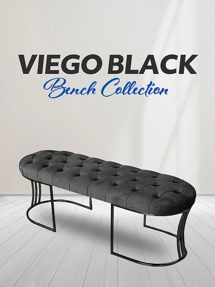 Viego Siyah Bench Puf - Resim 6