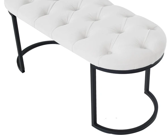 Elisse Siyah Metal Ayaklı Bench Puf - Resim 12