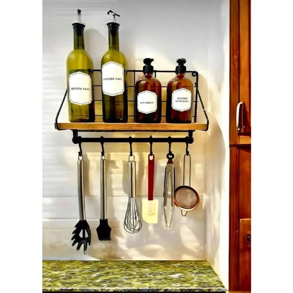 Metal Askılıklı Kahve Köşesi Rafı - 4