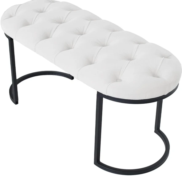 Elisse Siyah Metal Ayaklı Bench Puf - Resim 11