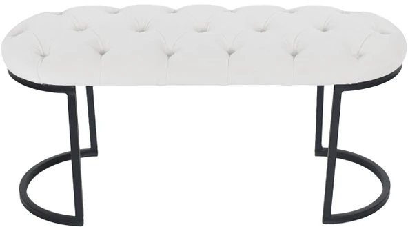 Elisse Siyah Metal Ayaklı Bench Puf - Resim 9