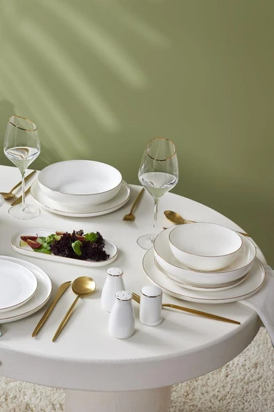 Red Carpet Collection Stream Bone Favaro 60 Parça 12 Kişilik Yemek Takımı Gold - 6