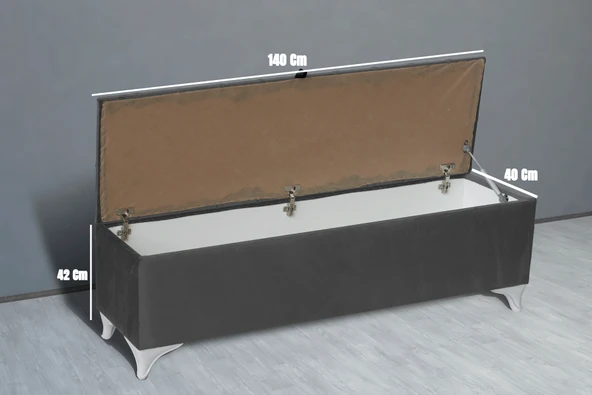 Vetra Sandıklı Bench Puf, Beyaz - Resim 3