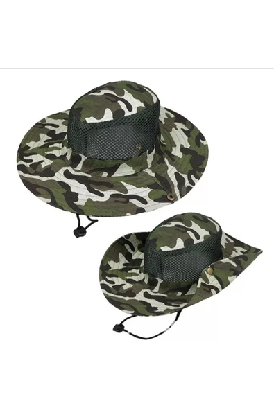 Kardelen Butik Denizli Slnap Düğmeli Yürüyüş Ve Avcılık Balıkçı Şapkası ( Fileli ) ( Unisex ) ( Kamuflajlı ) - Resim 3