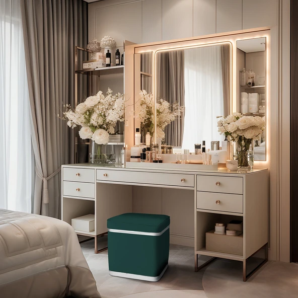 Zengo Silver Twin Line Puf, Kare - Resim 11