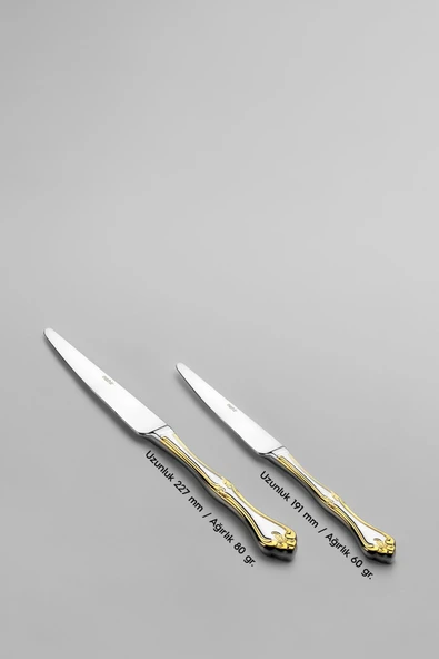 Nehir Lalezar Altın Sade 12 Kişilik 89 Parça Deri Kutulu Çatal Kaşık Bıçak Tk. - Resim 8