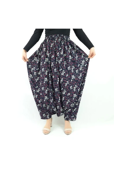 ÖZÖZKANLAR Çiçekli Yöresel Süet Aşağıdan Ağlı Kışlık Kadın Şalvar Renk-4 - Resim 2