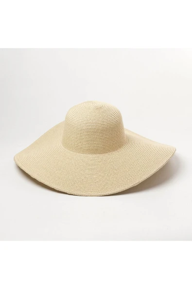 Kardelen Butik Denizli Lüx Hasır Plaj Şapkası , Katlanabilir Geniş Birim ( Çap 47 Cm, Içinde Daraltma Ipi Mevcuttur ) - Resim 4