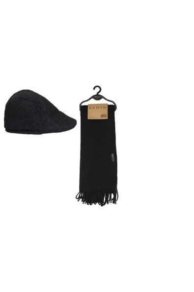 Kadim Siyah  Erkek Atkı Ve Kasket Seti Hediyelik ürün görseli