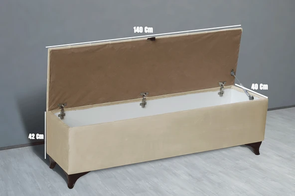 Vetra Sandıklı Bench Puf, Beyaz - Resim 9