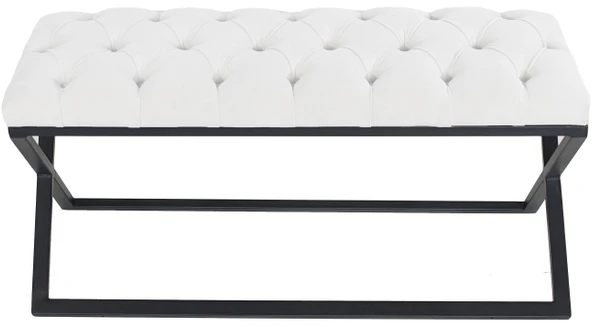 Varcera Siyah Çapraz Metal Ayaklı Bench Puf - Resim 9