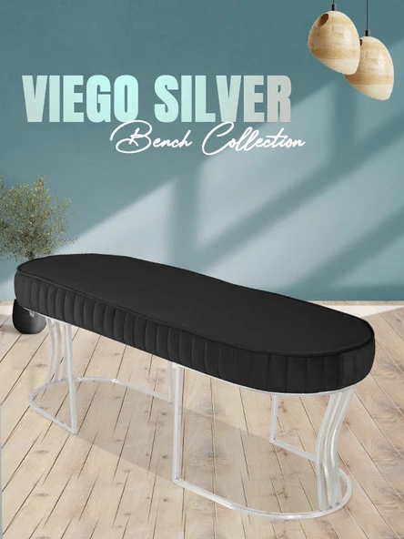Viego Silver Striped Bench Puf ürün görseli