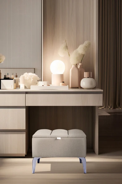 Vetra Mini Silver Royal Sandıklı Dekoratif Puf - Resim 9