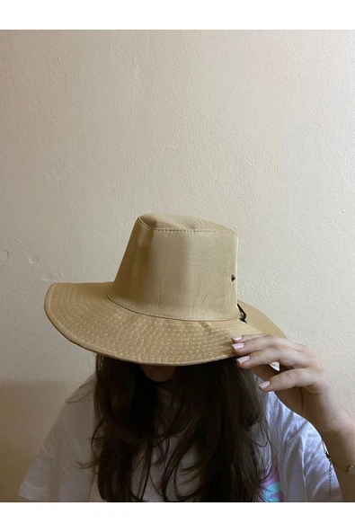 REVA Unisex Yazlık Katlanabilir Safari Fötr Şapka - Çıtçıtlı Ve İp Detaylı - Resim 5