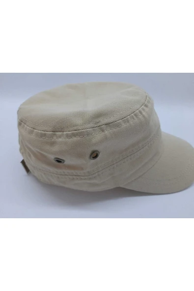 Kardelen Butik Denizli Kaliteli Vintage Askeri Tarz Metal Yıldızlı Şapka ( Unisex ) ( Bej Krem ) ( Arkadan Ayarlanabilir) - 3