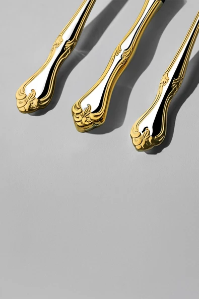 Nehir Lalezar Altın Sade 12 Kişilik 89 Parça Deri Kutulu Çatal Kaşık Bıçak Tk. - Resim 3