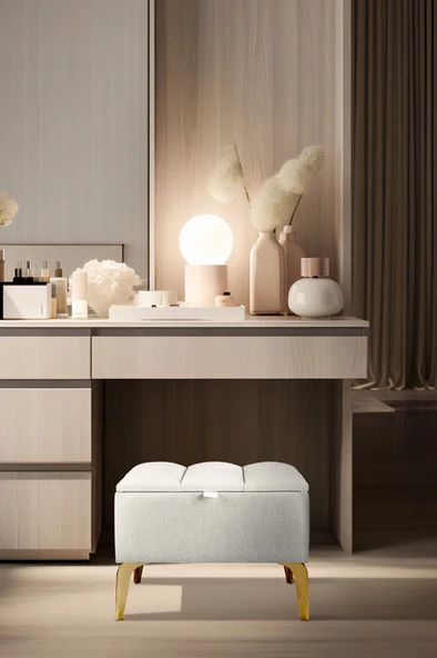 Vetra Mini Gold Royal Sandıklı Dekoratif Puf - Resim 5