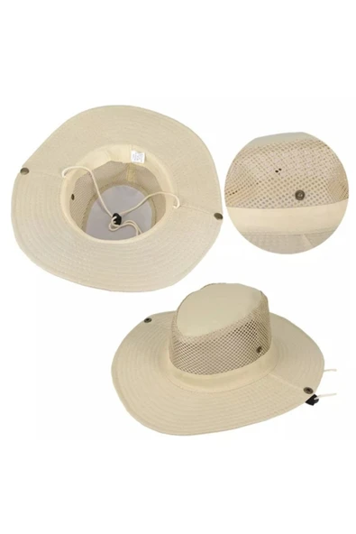 REVA Snap Düğmeli Yürüyüş Ve Avcılık Panama Şapkası ( Fileli) ( Unisex ) - 6