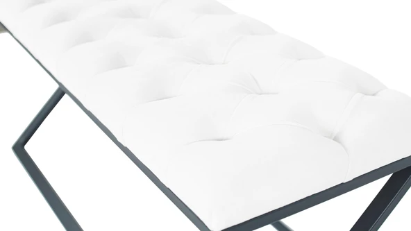 Varcera Siyah Çapraz Metal Ayaklı Bench Puf - Resim 12