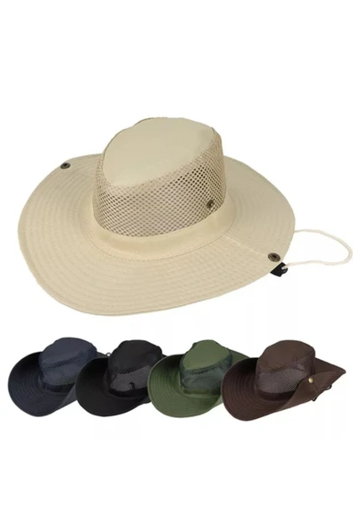 REVA Snap Düğmeli Yürüyüş Ve Avcılık Panama Şapkası ( Fileli) ( Unisex ) - 7