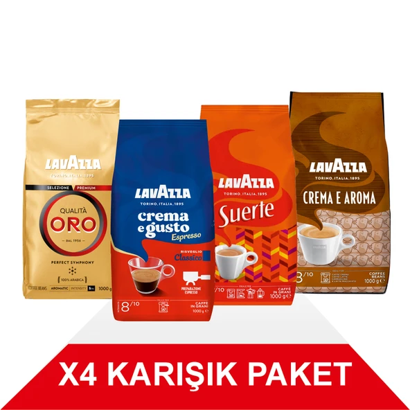Qualità Oro + Crema e Gusto Classico + Suerte + Crema E Aramo Çekirdek Kahve (1000gr) 4'Lü Paket