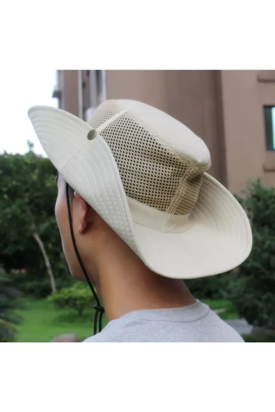 REVA Snap Düğmeli Yürüyüş Ve Avcılık Panama Şapkası ( Fileli) ( Unisex ) - 1