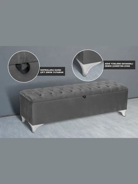 Vetra Sandıklı Bench Puf, Beyaz ürün görseli