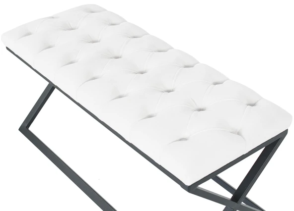 Varcera Siyah Çapraz Metal Ayaklı Bench Puf - Resim 11