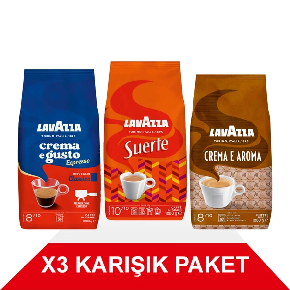 Crema e Gusto Classico + Suerte + Crema E Aramo Çekirdek Kahve (1000gr) 3'Lü Paket ürün görseli 1
