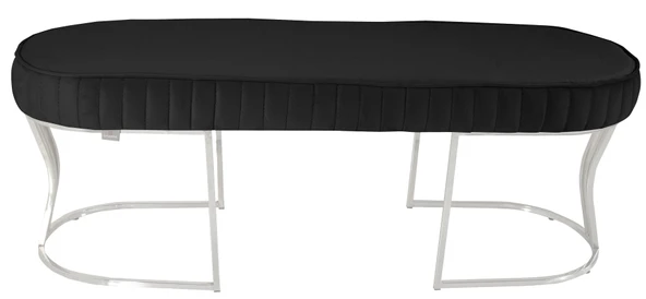 Viego Silver Striped Bench Puf - Resim 3