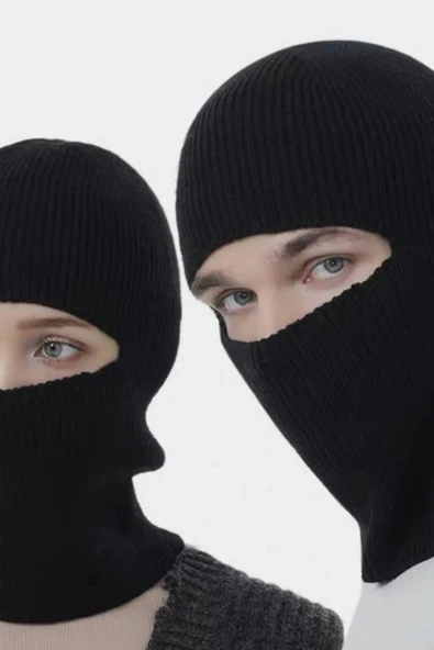 REVA 2'li Unisex Erkek Kadın Termal Rüzgar Geçirmez Motorcu Kışlık Akrilik Triko Bere Kar Maskesi - 1