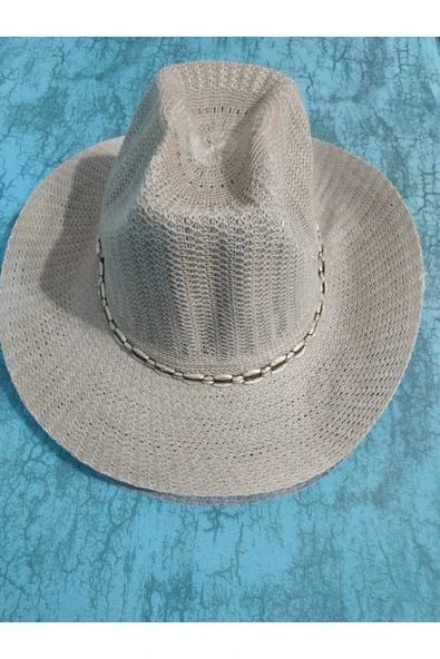 LONDONstore İnce bez kovboy fötr delikli şapka ipli yaz unisex kadın erkek yetişkin ürün görseli