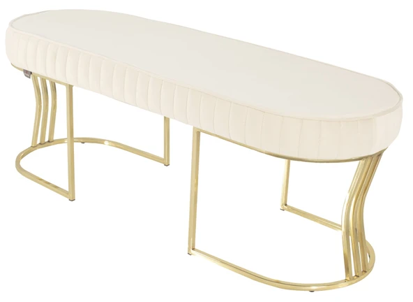 Viego Gold Striped Bench Puf - Resim 8