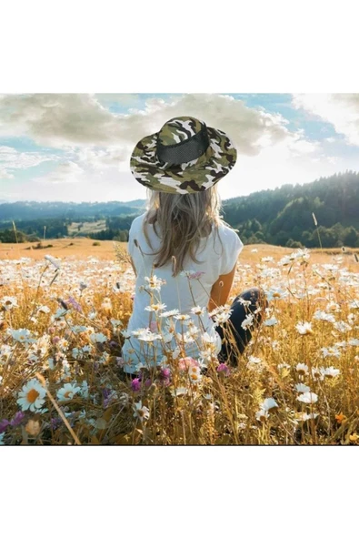 Kardelen Butik Denizli Slnap Düğmeli Yürüyüş Ve Avcılık Balıkçı Şapkası ( Fileli ) ( Unisex ) ( Kamuflajlı ) ürün görseli