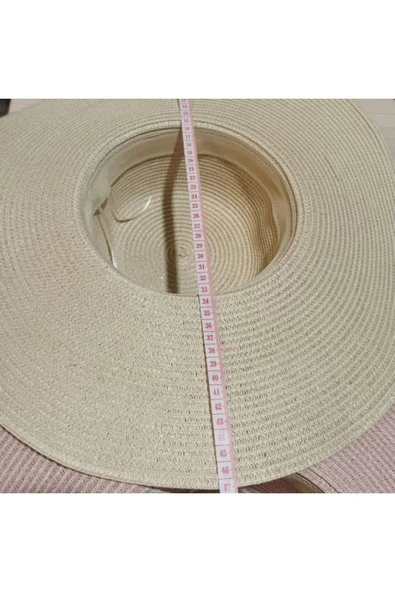 Kardelen Butik Denizli Lüx Hasır Plaj Şapkası , Katlanabilir Geniş Birim ( Çap 47 Cm, Içinde Daraltma Ipi Mevcuttur ) - Resim 5