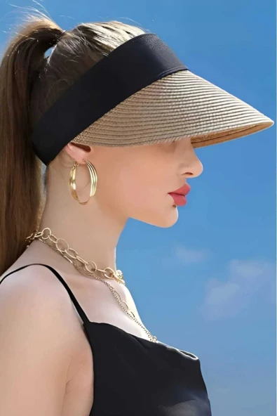 LONDONstore Kadın Hasır Vizör Şapka - 2