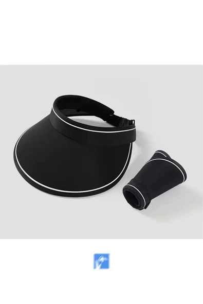 Kardelen Butik Denizli Uv Korumalı Katlanabilir Siperlik Koruyucu Güneş Tepesi Açık Vizör Siyah Şapkası - Resim 3