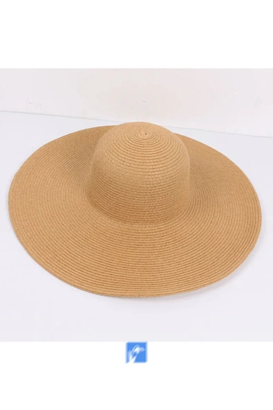 Kardelen Butik Denizli Lüx Hasır Plaj Şapkası , Katlanabilir Geniş Birim ( Çap 47 Cm, Içinde Daraltma Ipi Mevcuttur ) - 4