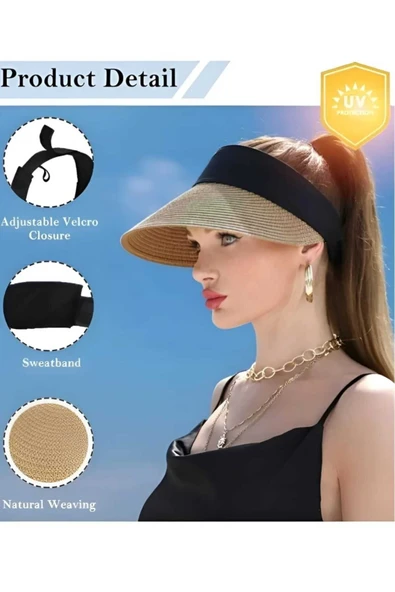 LONDONstore Kadın Hasır Vizör Şapka - 7