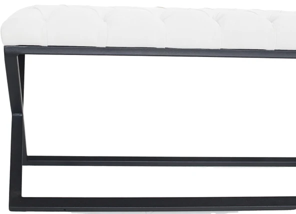 Varcera Siyah Çapraz Metal Ayaklı Bench Puf - Resim 10