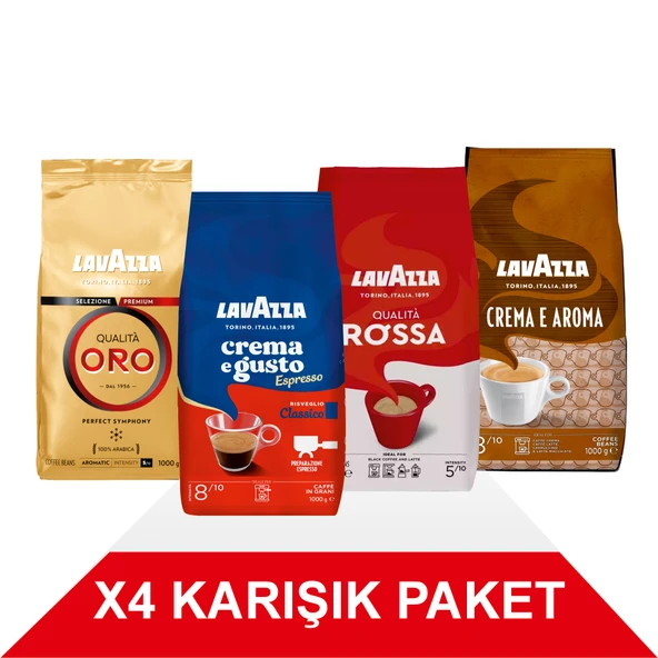Qualità Oro + Crema e Gusto Classico + Qualità Rossa + Crema E Aramo Çekirdek Kahve (1000gr) 4'Lü Paket ürün görseli 1