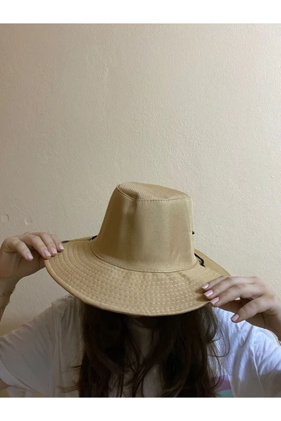 REVA Unisex Yazlık Katlanabilir Safari Fötr Şapka - Çıtçıtlı Ve İp Detaylı - Resim 7