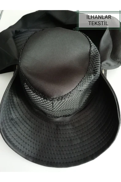 İLHANLAR Yetişkin fileli safari ense korumalı fötr şapka siyah - Resim 2