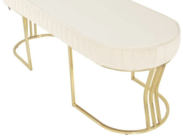 Viego Gold Striped Bench Puf - Resim 10